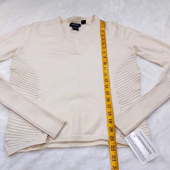 Vermani Silk Blend Long Sleeve Shirt V Neck Pull Over Sweater Stretch Size XL - Picture 4 of 11